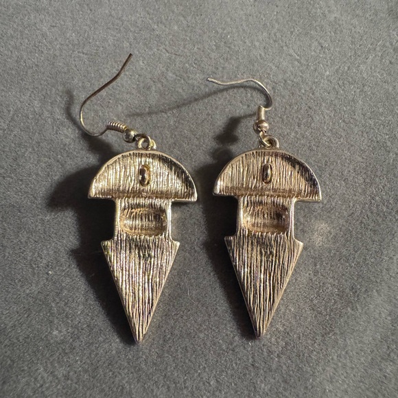 Gold Tone Statement Rhinestone Dangle Earrings - Picture 4 of 5